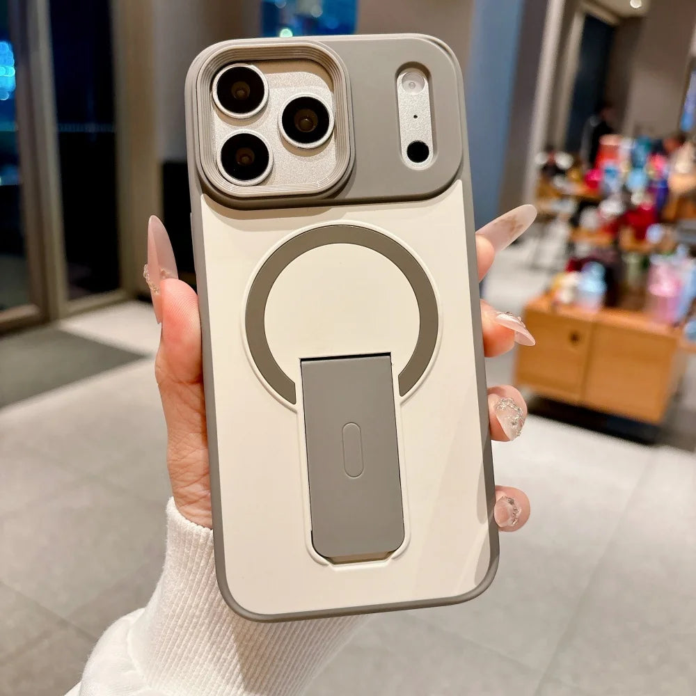 For Magsafe Invisible Bracket Magnetic Phone Case For iPhone Soft Frame Shockproof Cover