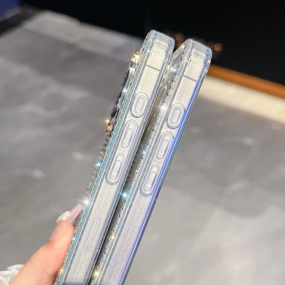 Bling Glitter Clear Phone Case For iPhone Shockproof Silicone Soft Cover Funda