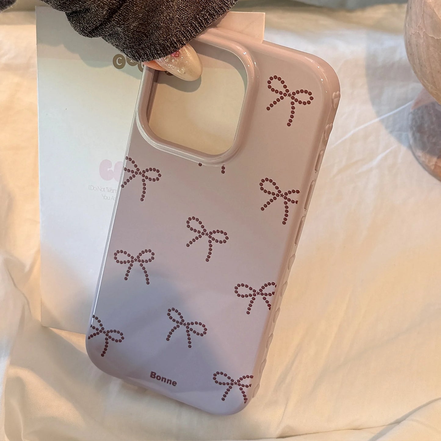 Korean Full Screen Candy Color Cute Bowknot Soft Phone Case For iPhone