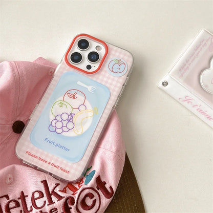 Summer Fruit Banana Grape Apple Graffiti Retro plaid Phone Case