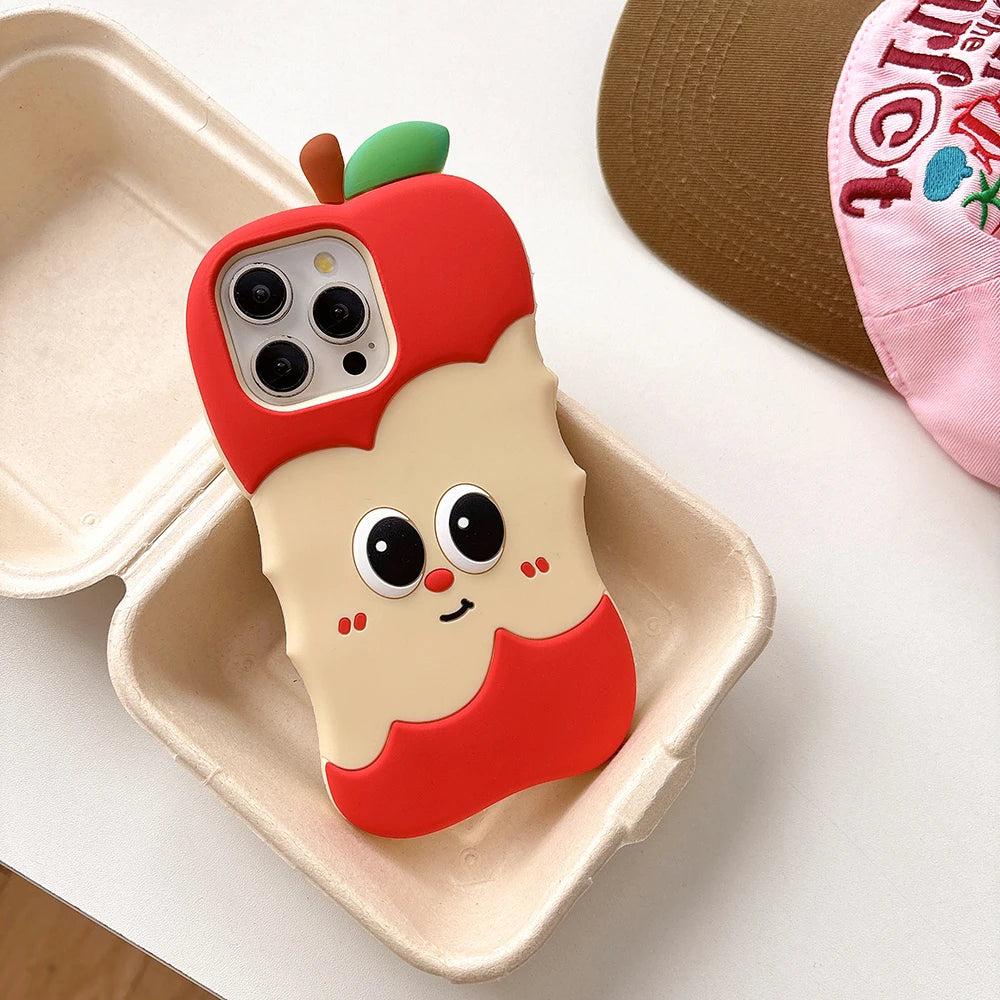 Funny 3D Cartoon Apple Designs Soft Silicone Phone Case For iphone