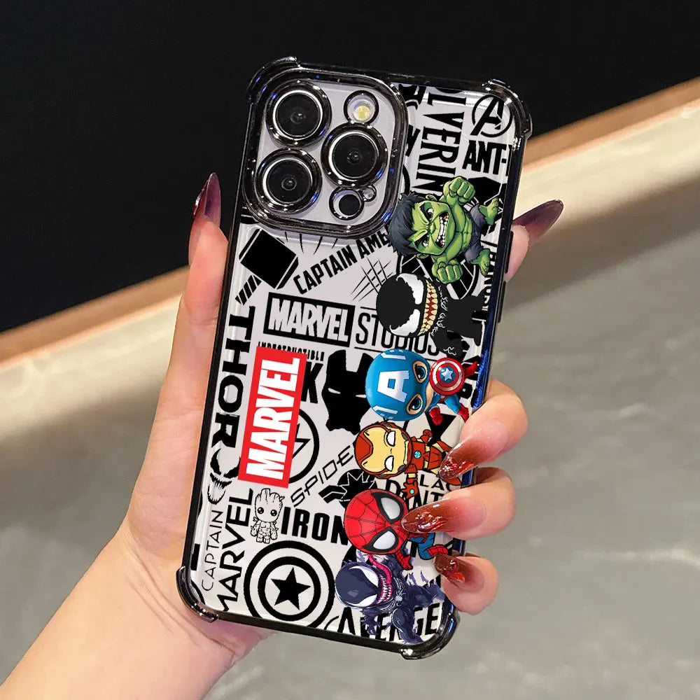Cool Anime Marvel Hero Luxury Plating Phone Case For iPhone
