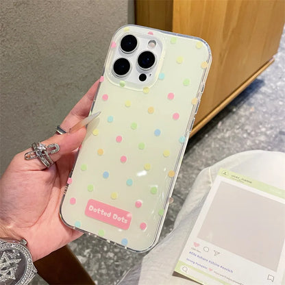 Fashion Colorful Polka Dot Phone Case With Wrist Stra For iPhone