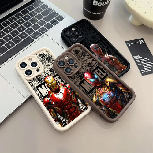 Anime Marvel Ironman Spiderman Phone Case For iPhone