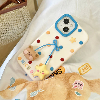 Cute Bear 3D Colorful Polka Dot Silicone Phone Case