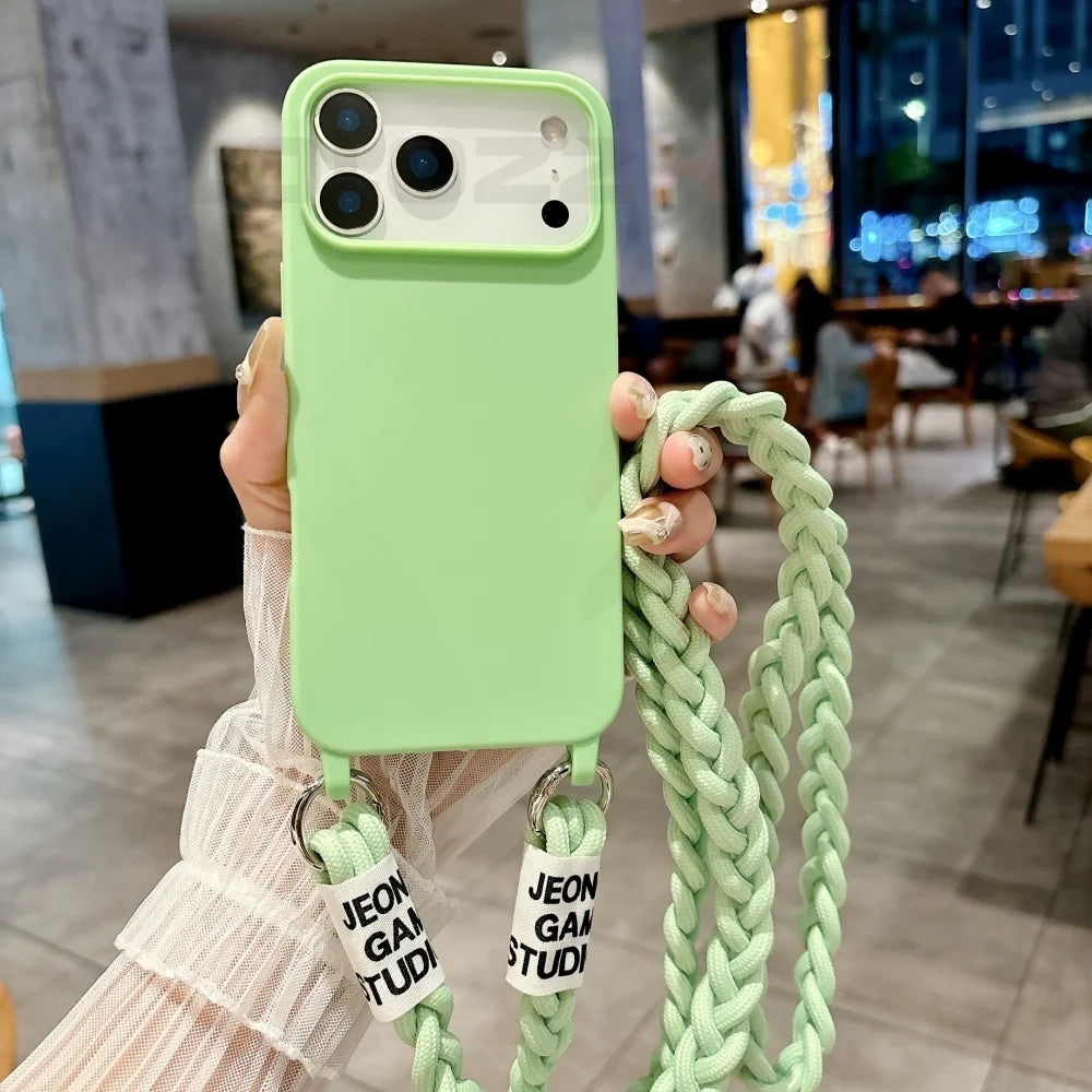 For iPhone Lanyard Case Crossbody Knit Lanyard Candy Soft Phone Cover iPhone