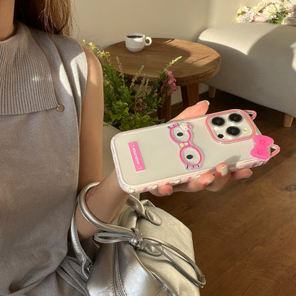 Cute 3D Bow Cartoon Glasses Hello Kitty Acrylic Sheet Cat Phone Case