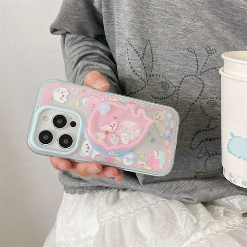 Cute Dolphin Shaking Bracket Magnetic Phone Case For iPhone
