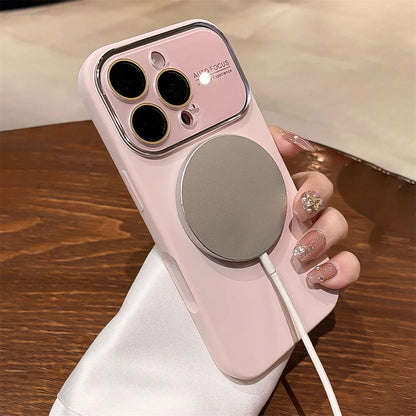 Advanced Liquid Phone Case For iPhone Magnetic Charging Glass Lens Protective Cover Silicone Couple Set