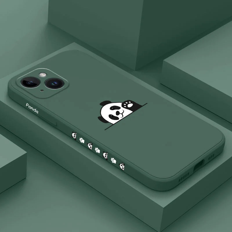 Panda Cute Label Phone Case For iPhone Silicone Cover