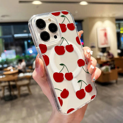 For Magsafe Wireless Charger Case For iPhone Air Cute Cherry Print Phone Cover
