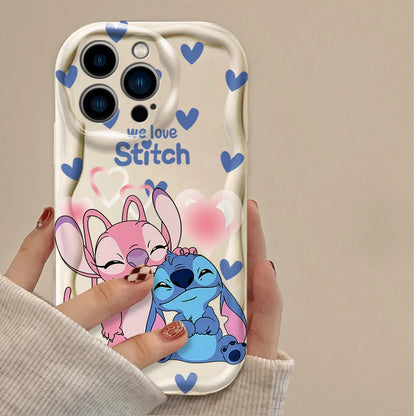 Stitch Angel Fun Cute Clear Wavy Silicone Phone Case For IPhone