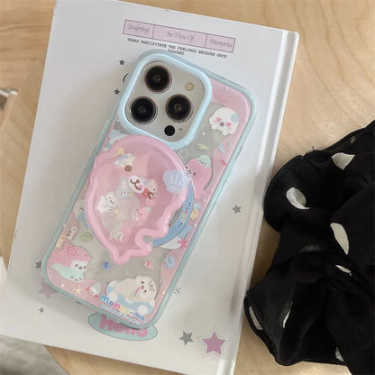 Cute Dolphin Shaking Bracket Magnetic Phone Case For iPhone