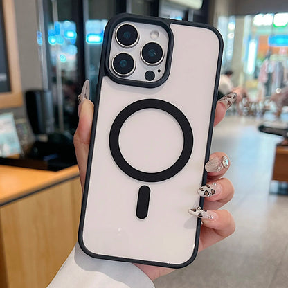 Luxury For Magsafe Magnetic Wireless Charge Case For iPhone Transparent PC Hard Back Cover