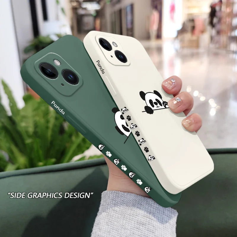 Panda Cute Label Phone Case For iPhone Silicone Cover