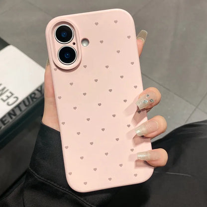 Cute Love Heart Candy Color Matte Soft Silicone iPhone Case