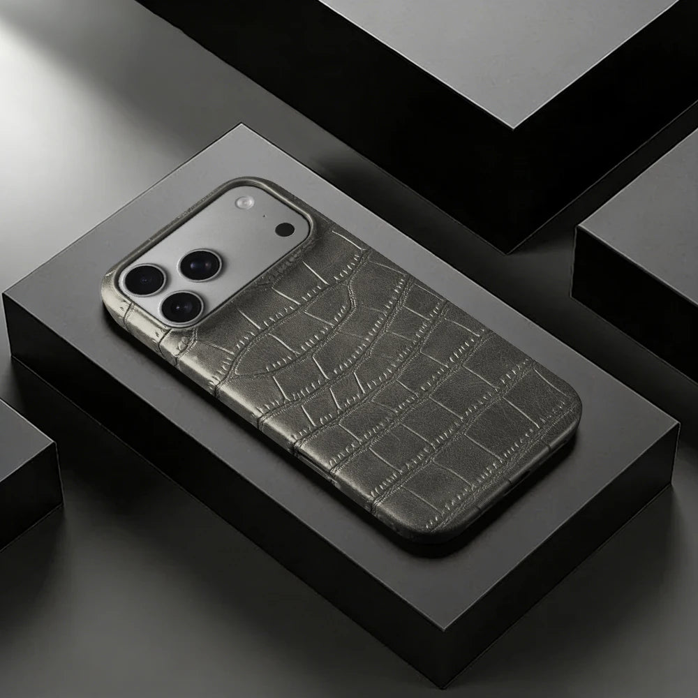 Premium Crocodile Leather Case For iPhone Back Cover