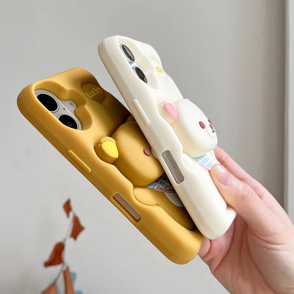 Kawaii Rilakkuma Bear Silicone Phone Case with Stand Holder