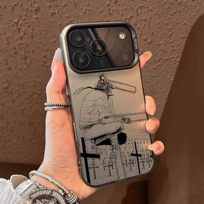 Anime Chainsaw Man iPhone Case – Multicolor Metallic Matte Finish