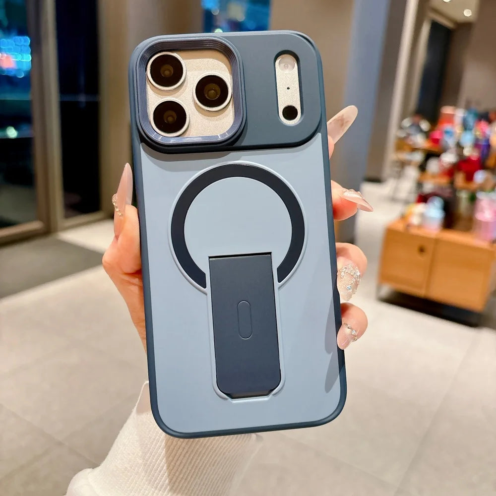For Magsafe Invisible Bracket Magnetic Phone Case For iPhone Soft Frame Shockproof Cover