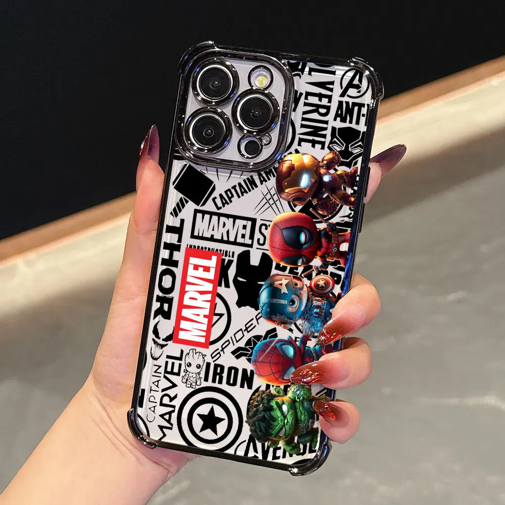 Cool Anime Marvel Hero Luxury Plating Phone Case For iPhone