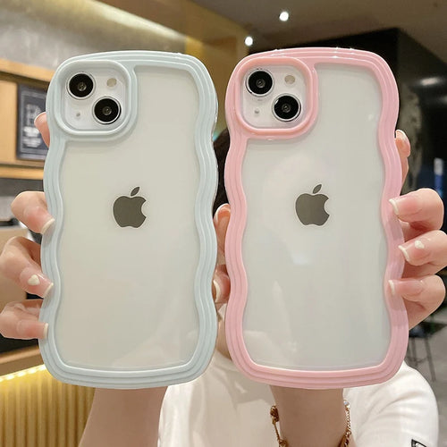 Cute Transparent Curly Wave Bumper Phone Case