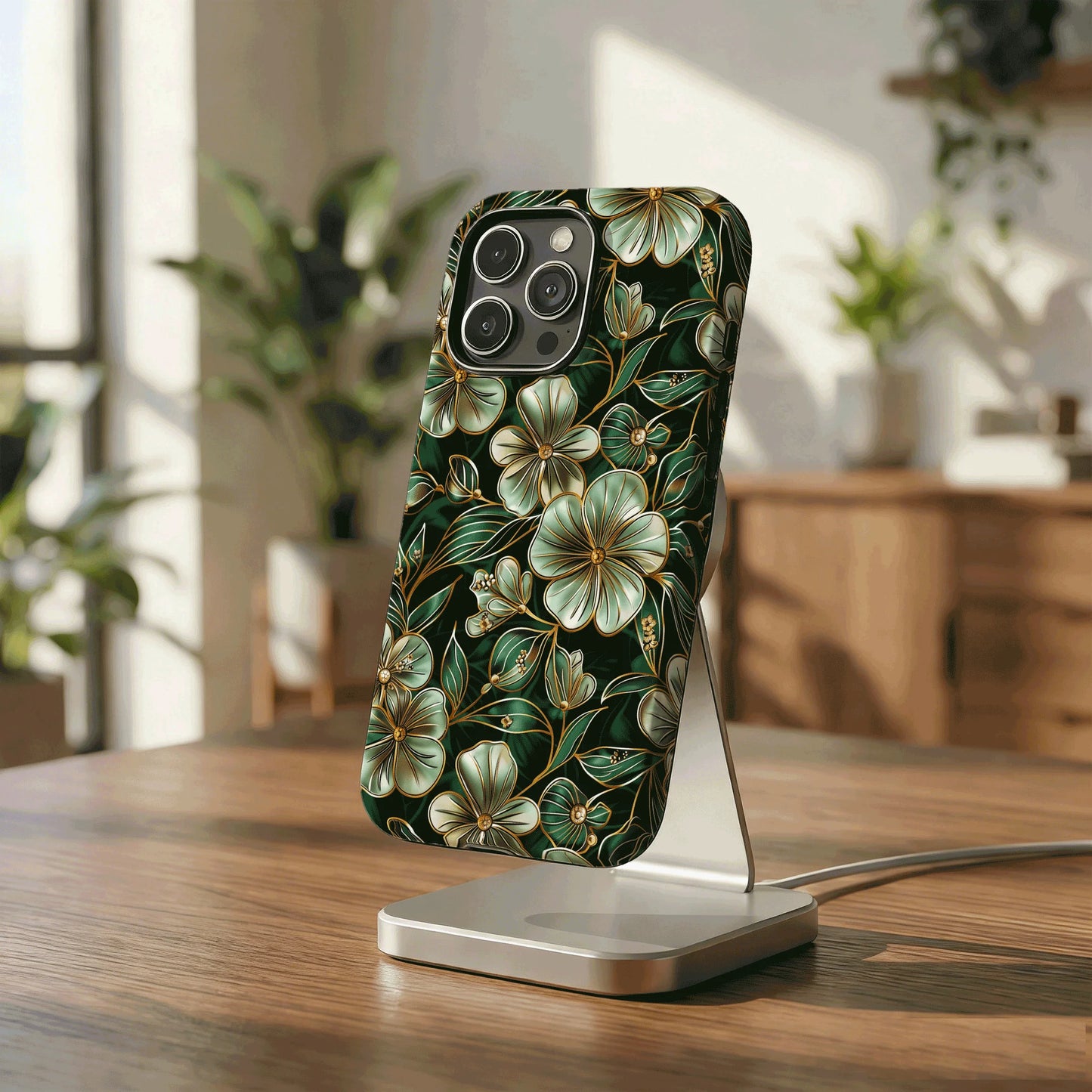 Luxury Botanical Magnetic Phone Case Compatible With iPhone Double Layer Protective Cover