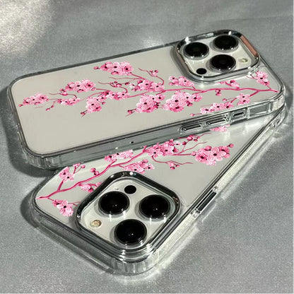 Elegant Pink Sakura Cherry Blossom Branch Pattern Phone Case For iPhone