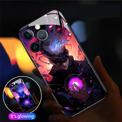 2026 Top Cool Anime Design LED Light Up Glass Phone Case