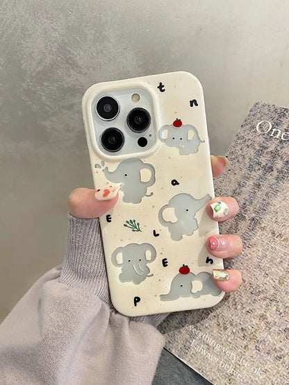 Cartoon Cute Hollow Out Elephant IMD Phone Case For iPhone