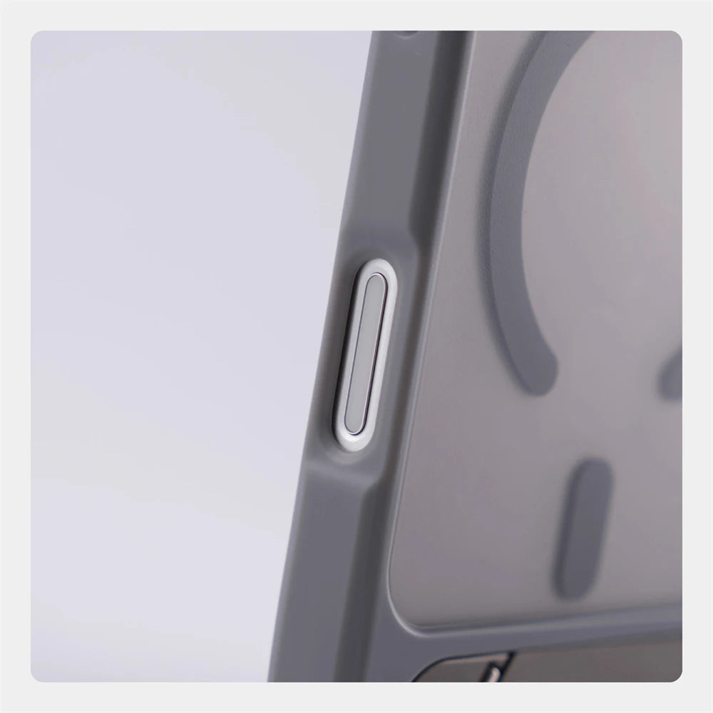 Matte Translucent MagSafe iPhone Case, Metal Holder Bumper