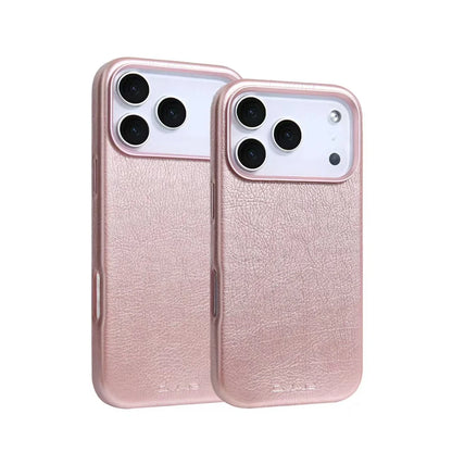 Leather-Style MagSafe iPhone Case With Alloy Lens Bumper Armor
