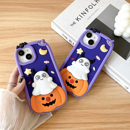 Halloween Pumpkin Ghost Soft Silicone Case Cover For iPhone
