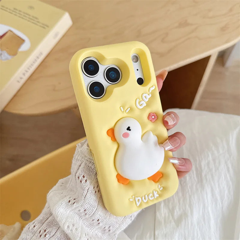 Cute Cartoon Duck Silicone Phone Case For iPhone