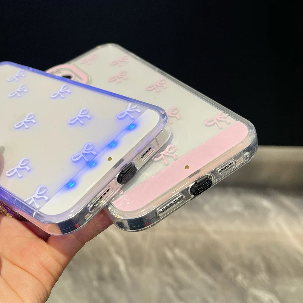 Change Color Luminous Call Light Up Flash Bowknot Phone Case For iPhone