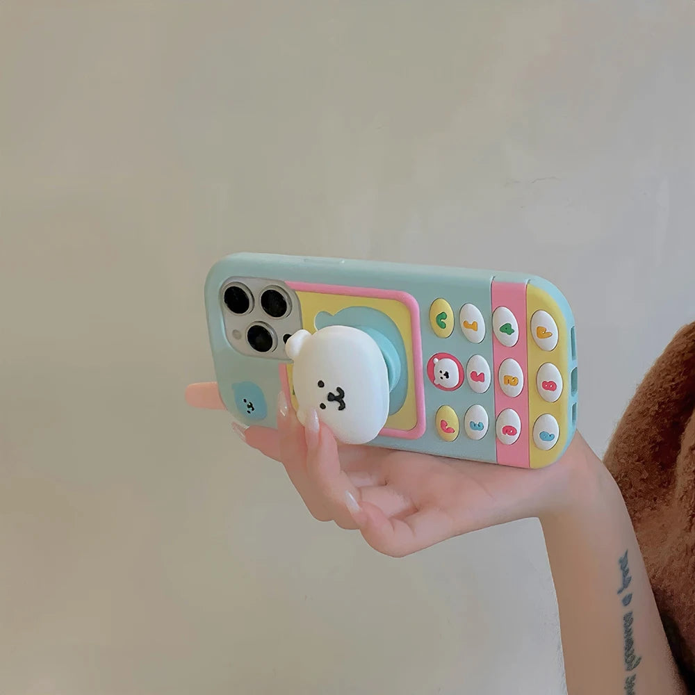 Cartoon Nagano Bear Telescopic Bracket Phone Case