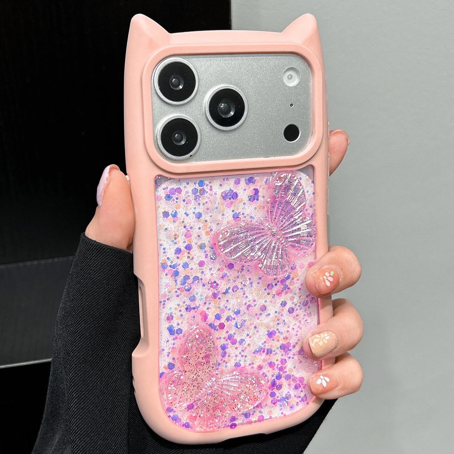 Glitter Drip Glue Butterfly Cover For iPhone