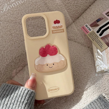 Cute Strawberry Cake Pattern Yellow Phone Case