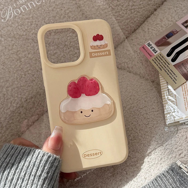 Cute Strawberry Cake Pattern Yellow Phone Case