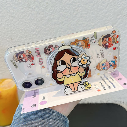 Kawaii Cartoon Cry Girl Magnetic Phone Case For iPhone