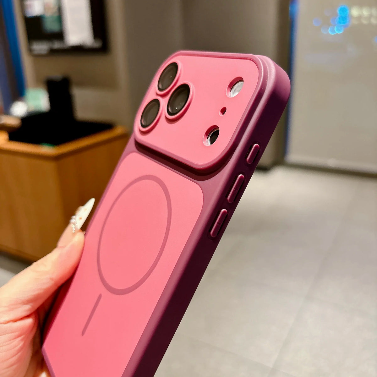 Matte Armor Magnetic Wireless Charging Phone Case For iPhone