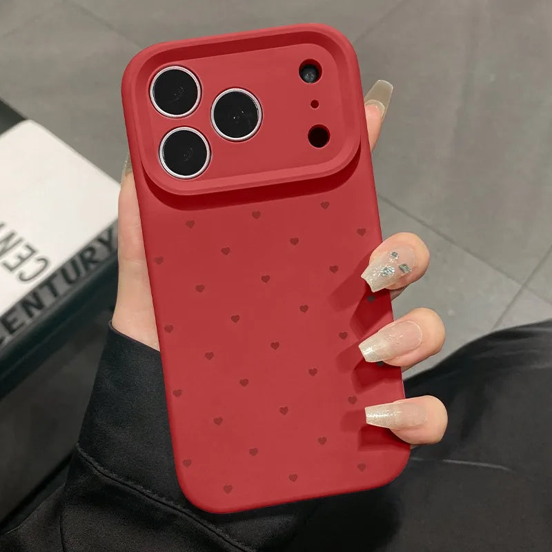 Cute Love Heart Candy Color Matte Soft Silicone iPhone Case