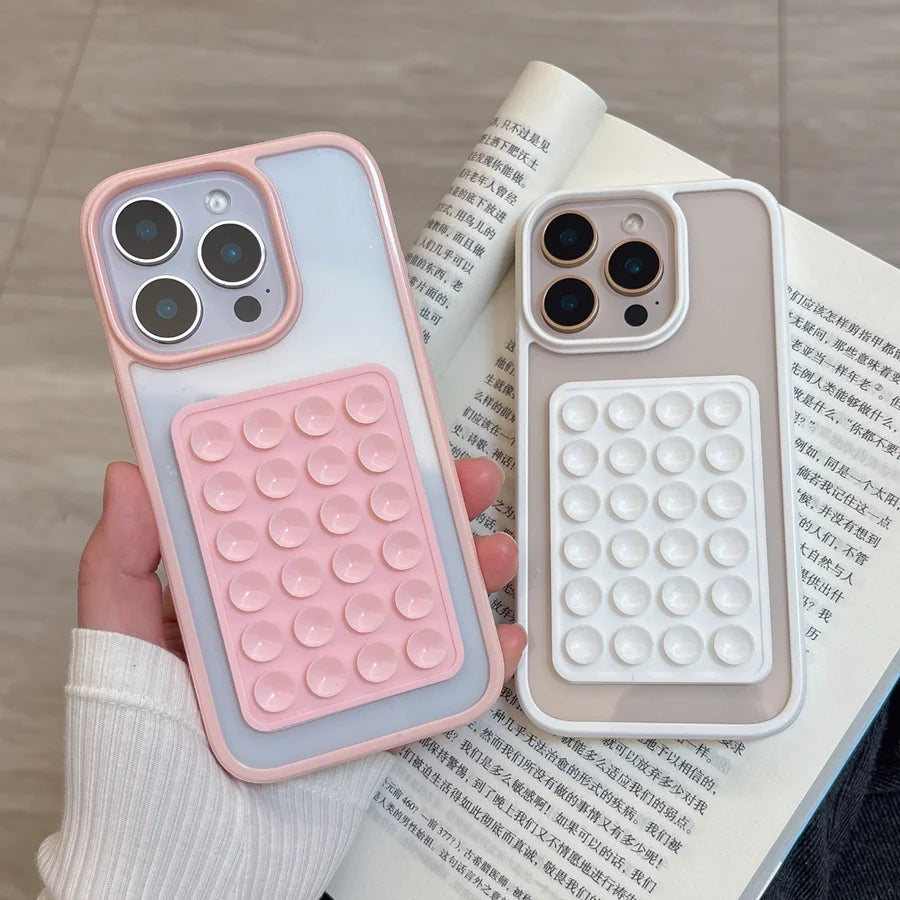 Candy Bumper Phone Case For iPhone Suction Cup Airbag Clear Shockproof Cover