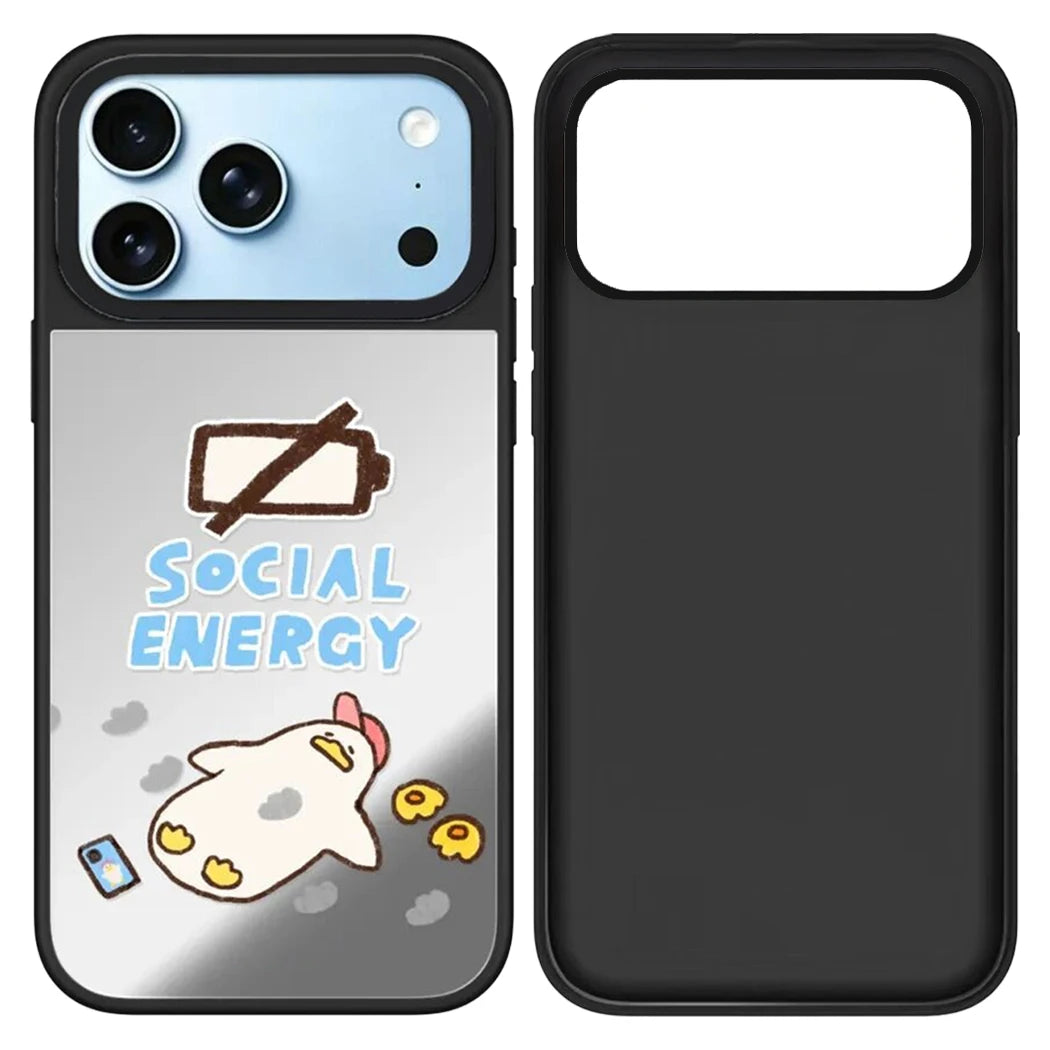 Cute Lazy Duck Mirror Surface Magnetic Phone Case Cover For iPhone