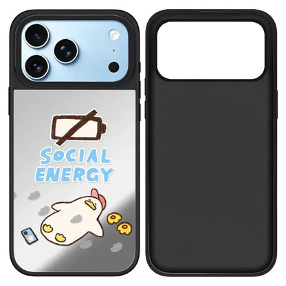Cute Lazy Duck Mirror Surface Magnetic Phone Case Cover For iPhone
