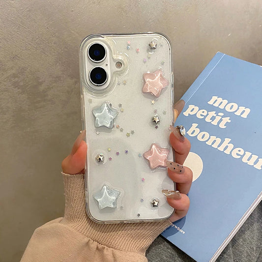 Lovely Colorful 3D Star Bling Glitter Phone Case For iPhone