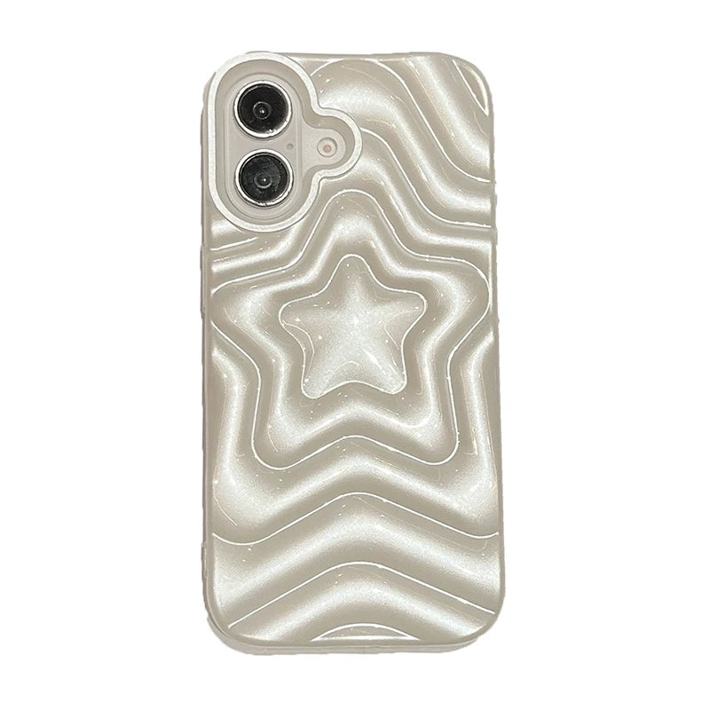 Fashion Pearl White Imprint Star Phone Case