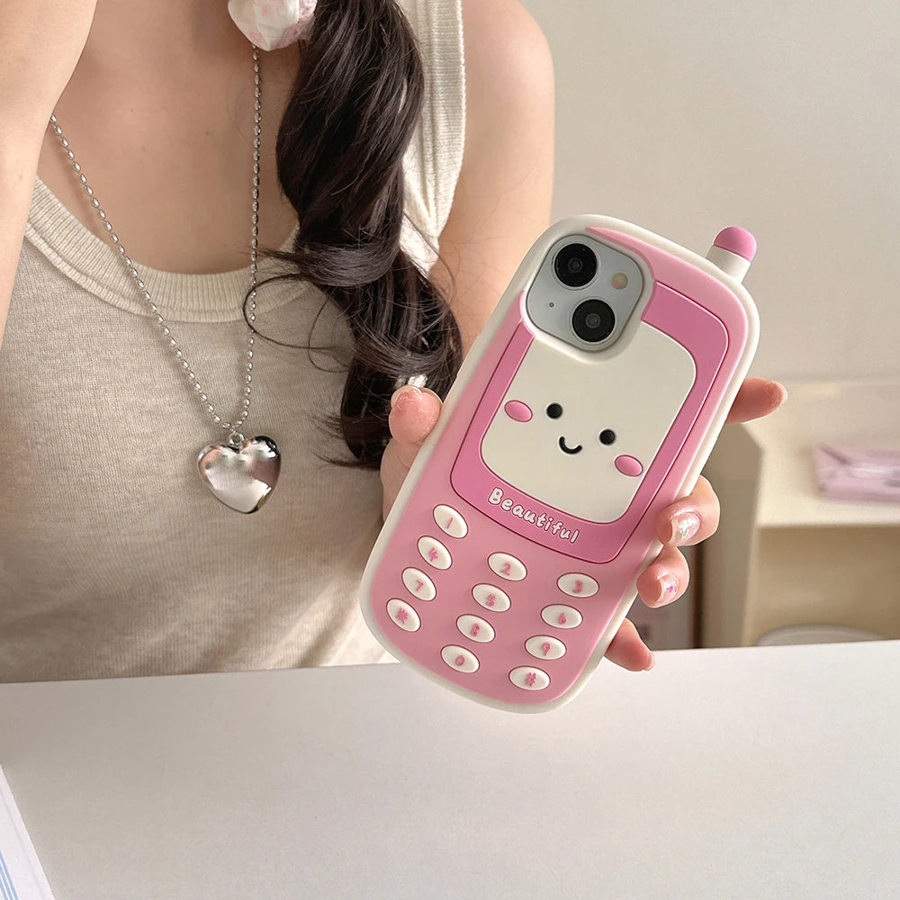 Kawaii 3D Retro Mobile Phone Design Soft Silicone Phone Case