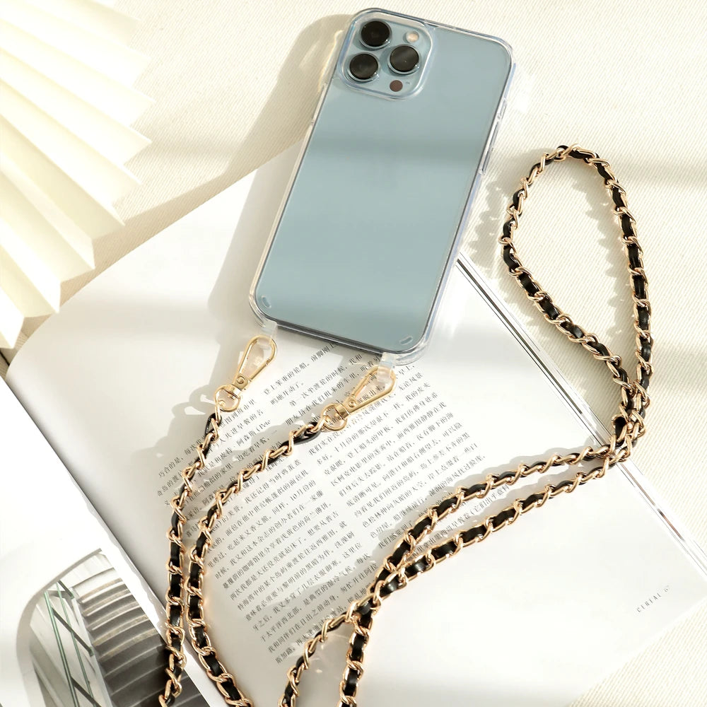 Luxury Pearl Chain Crossbody Strap Shockproof Acrylic Lanyard Phone Case For iPhone