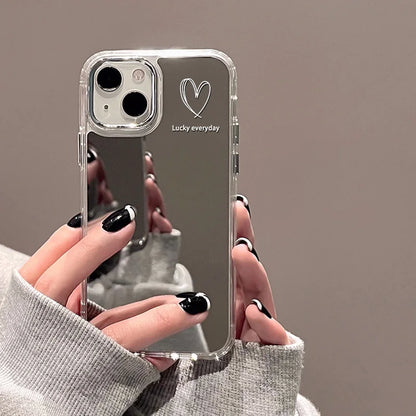 Love Heart Mirror Phone Case For iPhone
